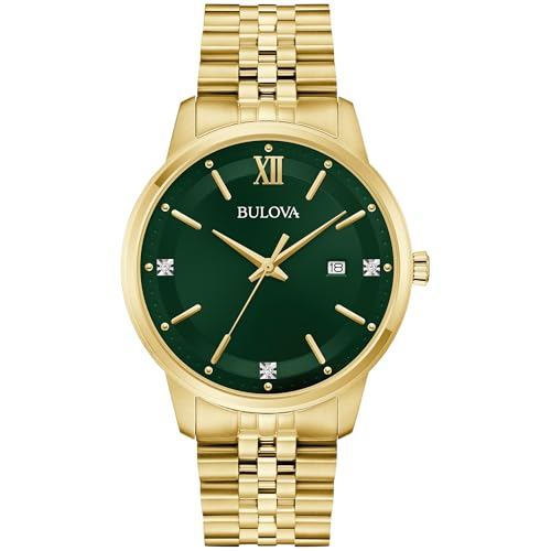 Image of Bulova Men's Dress Classic Diamond Watch, 3-Hand Date Quartz Watch, Stainless Steel Bracelet, 41mm