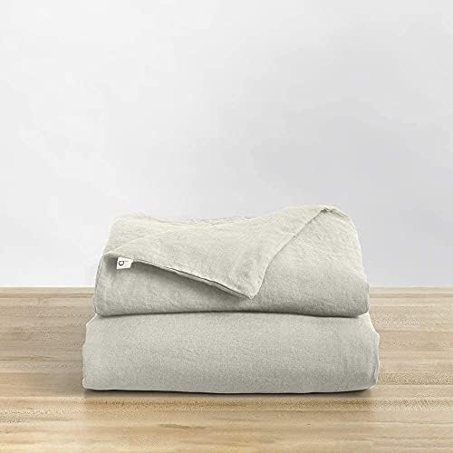 Baloo Natural Linen Duvet Cover, Removable Cover for Weighted Blankets - Soft, Premium, Breathable French Linen, 152x203 cm, Dove Grey