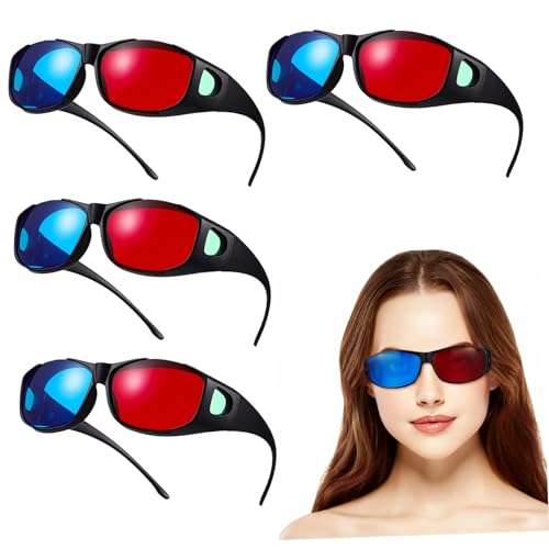 DOITOOL Gafas 3d Rojas y Azules Para Películas 3d Ligera y Cómoda Plástico Pack De 5 Unidades Para Hogar y Entretenimiento