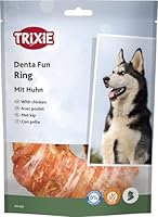 TRIXIE Hundeleckerli Denta Fun Chicken Chewing Ring Hundesnack - Snack zur Unterstützung der Zahnpflege, herzhaftes Leckerli mit Fleisch 110 g ø 10 cm - 31328