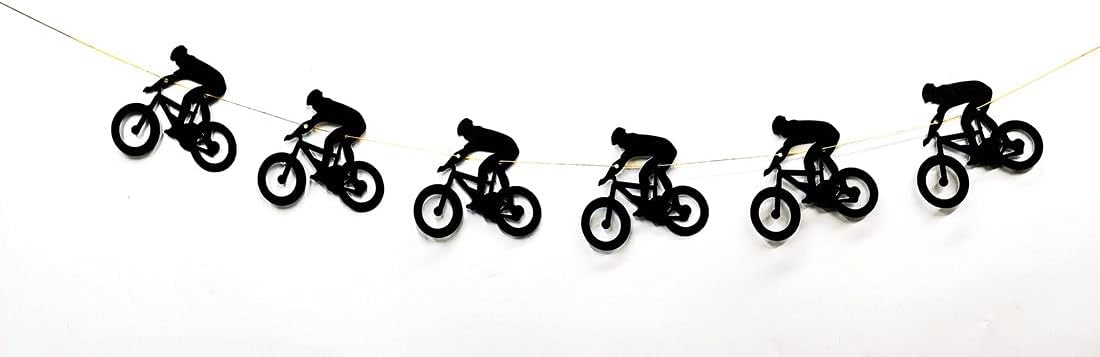 Paity Black Bicycle Sports Theme Garland for Birthday, Bachelorette Party Decorations