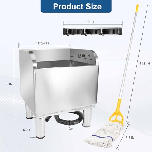17 3/4in Stainless Steel Floor Mop Sink with Detachable Mop by cudnt - Image 2