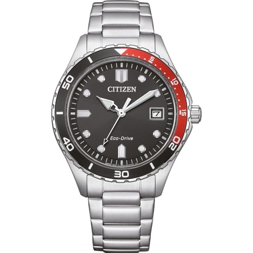 Citizen AW1820 81E   Reloj analógico de Cuarzo para Hombre con Correa de Acero Inoxidable, Negro, Pulsera
