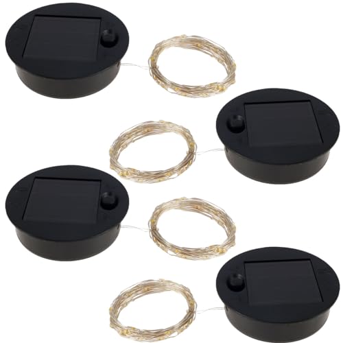 4Pcs Solar Lantern Light Replacement Top with 30 LED String Light 7cm LED Solar Panel Lantern Lid Lights Bulb Replacement Part for Outdoor Hanging Lanterns DIY Table Lights Garden Patio Decor