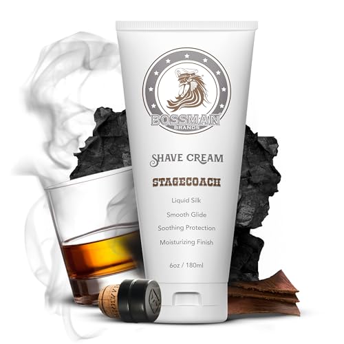 Bossman Liquid Silk Shave Cream for Men w/ Sensitive Skin - Stagecoach