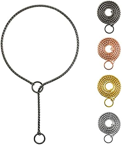 Ximipet Heavy Duty Dog Choke Collar, Slip Dog P Chain Snake Collar, Anti-Rust, 15.5in-29.5in, Black/Gold/Silver/Rose Gold, Small to Large Dogs