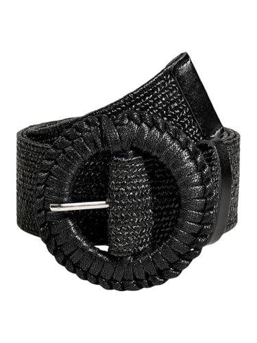 Women's Boho Round Buckle Belt Straw Woven Waist Belts