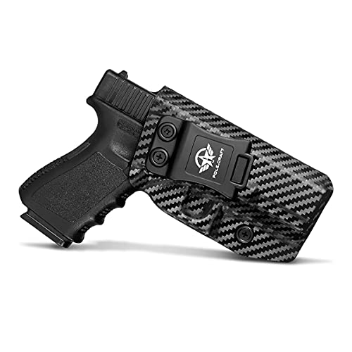 Glock 19 Holster, Carbon Fiber Kydex Holster IWB for Glock 19 19X Glock 23 Glock 25 Glock 32 Glock 45 (Gen 3 4 5) Pistol Case - Inside Waistband Carry Concealed Holster Glock 19 IWB (Black, Right)