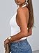 Trendy Queen Womens Halter Crop Tank Tops Backless Deep V Neck Double Lined Going Out Tops Summer Open Back Teens Cute Shirts White M
