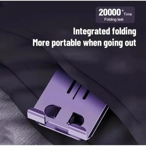 Image of DeskPro K5 360 Rotating Adjustable Metal Mobile Stand | Foldable Metal Phone Holder with Anti-Slip Base | Universal Compatibility for Smartphones (Purple)