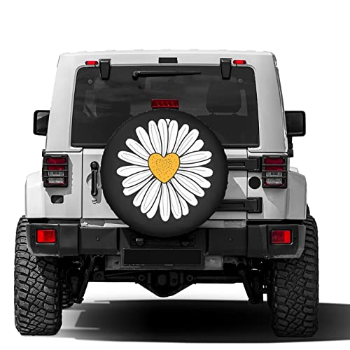 Image of Daisy Flower Spare Tire Cover Dust-Proof Wheel Tire Cover Fit Trailer, RV, SUV and Many Vehicle 17 Inch