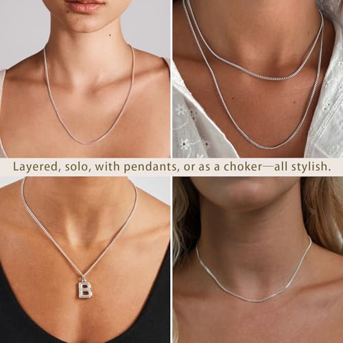 3mm Cuban Link Chains for Women Men, s925 Sterling Silver Plated Necklace Curb Chain 14, 16, 18, 20, 22, 24 Inch2