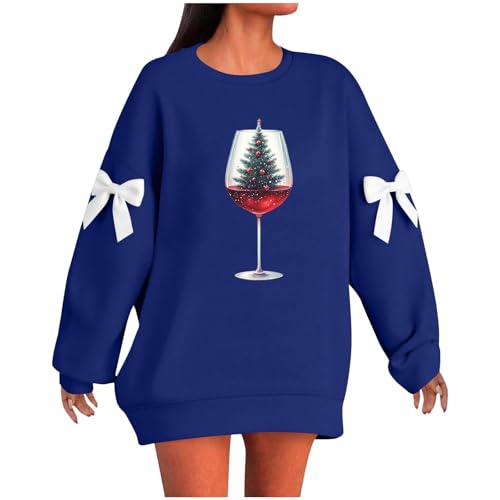 Women Santa Print Graphic Long Sleeve Pullover Christmas Casual Loose Blouse Tops 2025 Winter Crewneck Sweatshirt