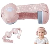 GUKOY Casque Anti Bruit pour Bebe, Protection Auditive, Amélioration du Sommeil Avion Bandeaux Antidérapants Nourrisson, Certifiée CE, Enfant jusqu'à 36 Mois, Rose