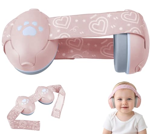 GUKOY Casque Anti Bruit pour Bebe, Protection Auditive, Amélioration du Sommeil Avion Bandeaux Antidérapants Nourrisson, Certifiée CE, Enfant jusqu'à 36 Mois, Rose