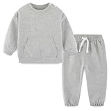 Fullfamous Infant Baby Boy Clothes Outfits Fall Winter Cotton Fashion Long Sleeve Sweatshirt Shirt and Sweatpants Jogger Sweat Pants Clothing Set Grey 2t