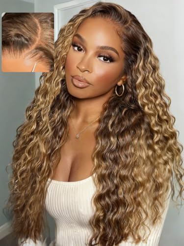 UNICE Water Wave 13x4 Lace Front Human Hair Wig Caramel