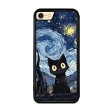 Onemiliayears Cute Starnight Cat Phone Case, Van Gogh Cute Cat Pattern iPhone 7/8/SE Case, Non-Slip Design and Shock Absorption, Phone Case for Teen Girls, Boys, Women and Men(iPhone - 7/8/SE)