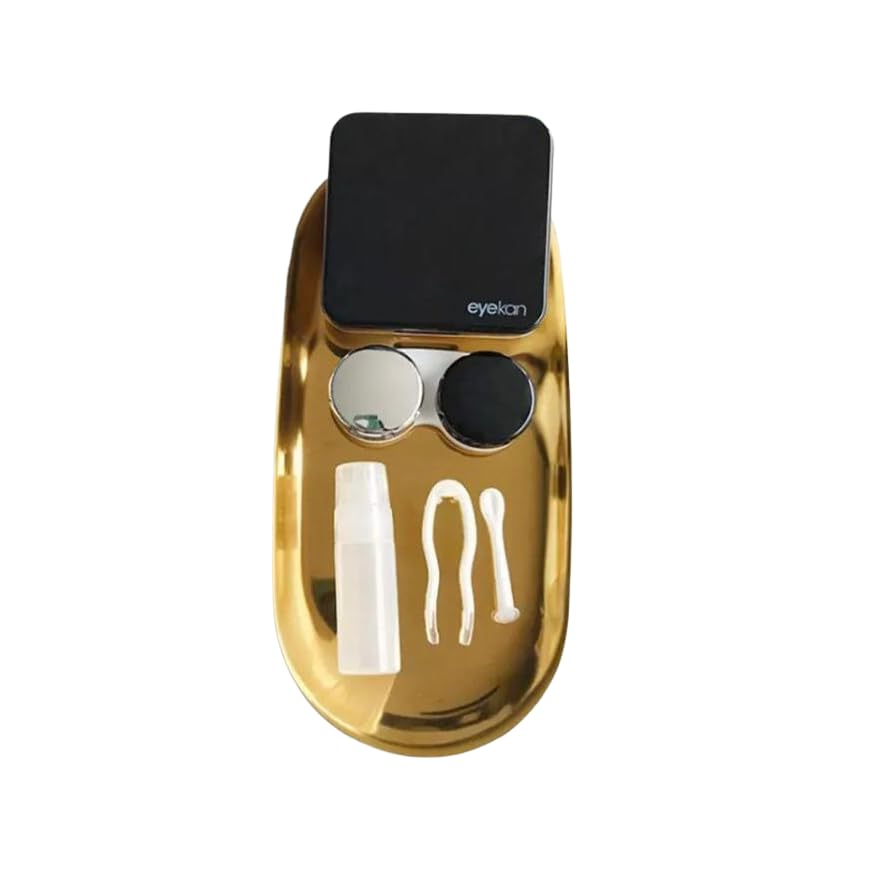 Estojo porta lentes de contato com pinça solução espelho e ventosa (Preto)