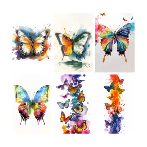 Image of SiddArtify Vibrant Watercolor Butterfly Art Print Set - 300GSM Board - 12x18 Inch - Pack of 6 Wall Room Decoration art Poster Prints