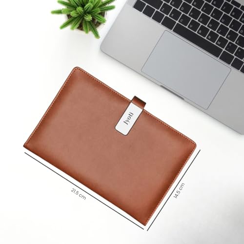 Image of Giftana Personalized Diary with Name, Customized Leather Diary with Magnetic Overlap Lock,192 Pages, Personalised A5 Notebook Diary for Writing, Office Use, New Year Corporate Gifts for Employee (Tan)