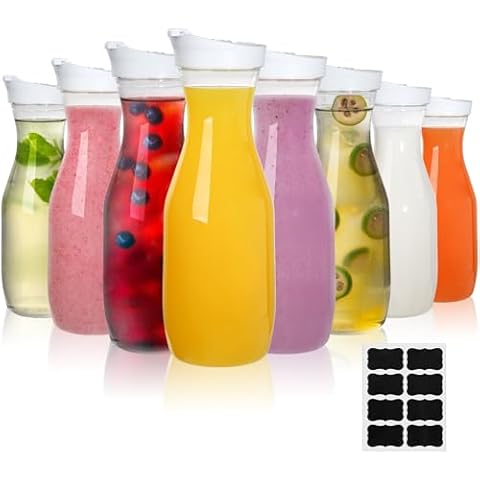 Lawei 8 Pack Plastic Water Carafes Cover