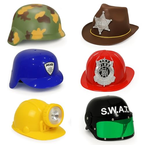 Liberty Imports 6 PACK - Dress Up Pretend Career Role Play Hard Hats & Helmets for Little Kids - Halloween Costume Role Play Toddler Dressup Set...