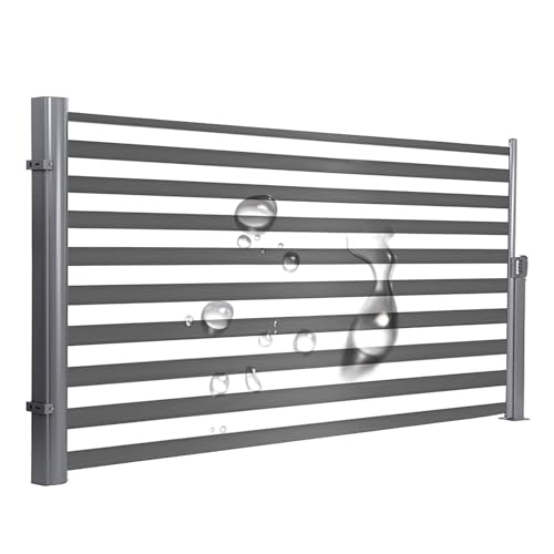 Toldo lateral retráctil, pantalla de privacidad para exteriores, impermeable y resistente a los rayos UV, para jardín, patio, balcón, altura ajustable 47-67 pulgadas, longitud 79-236 pulgadas