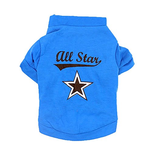 Tonsee Haustierkleidung Haustier Hund T-Shirt Frühling Sommer Kleidung Gedruckt Sweatshirt Nette Welpen Weiche Bequem Mantel Kostüme für Haustiere Welpen Kleine Große Hunde (M, Blau) Cover