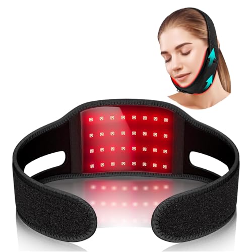 Lumière Rouge Thérapie pour le Cou, Red Light Therapy Infrared Light Therapy Ceinture de Infrared Light Therapy pour le Raffermissement du Menton Visage Lifting