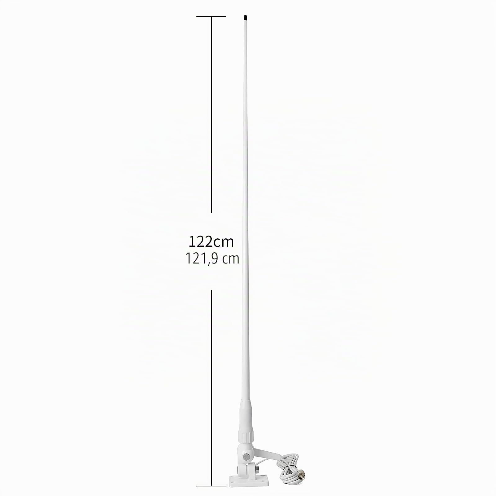 HYS Antena de Fibra de Vidrio Marina VHF 1,1 m/43,7 Pulgadas de Ganancia Antena 7 Metros alimentador coaxial con Conector PL-259, Adecuado para Yates, cruceros, automóviles, Camiones