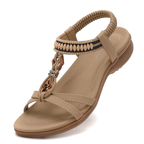 Image of Littleplum Womens Sandals Comfort Arch Support Sandals Summer Walking Shoes Casual Ankle Elastic Flip Flops Shoes