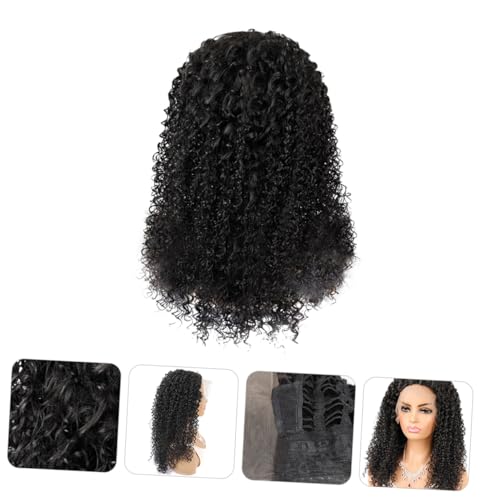 Perruque synthétique bouclée sans colle solution rapide pour irritation cuir chevelu