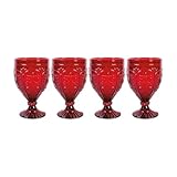 Fitz and Floyd Trestle Glassware Ornate Goblets, 4 Count (Pack of 1), Red