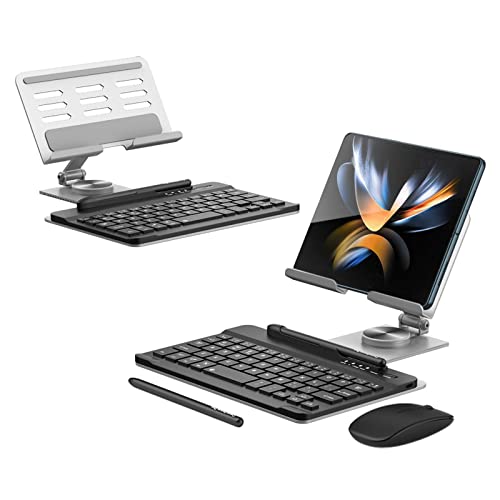 Hülle Teclado para Tablets + Soporte + Ratón + Bolígrafo,Soporte Universal para Samsung Galaxy Tabs/Apple iPads/Huawei MediaPads/Xiaomi Pads(2)