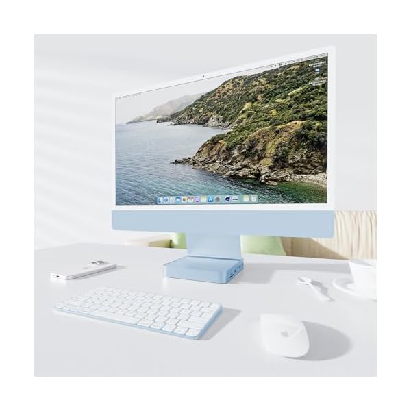 USB C HUB for iMac 24 inch 2021/2023/2024, PULWTOP USB Hub Adapter iMac Accessories for iMac M1/M3/M4 with USB C 10Gbps 3*USB A SD/TF, Docking Station Support Expand M.2 SSD (Not Included),Blue - Image 3