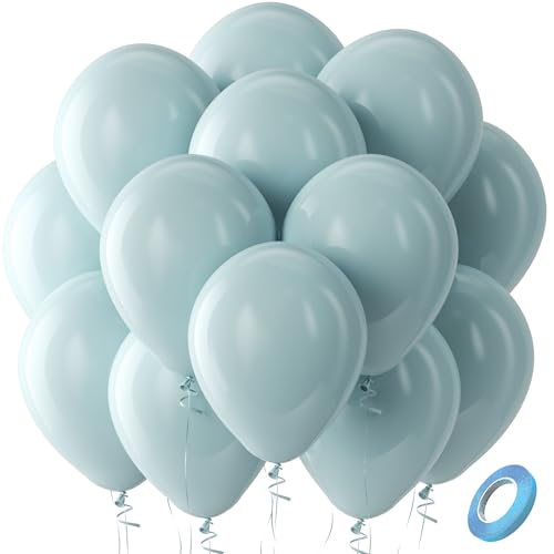 Bezente Dusty Blue Latex Party Balloons - 100 Pack 12 inch Round Helium Slate Blue Matte Blue Balloons for Baby Shower Wedding Birthday Party Decorations