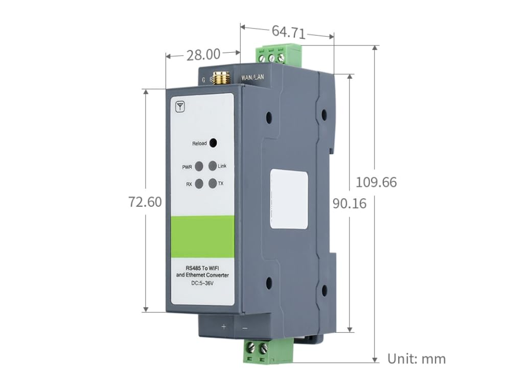 Módulo Convertidor Ethernet RS485 a WiFi, Servidor Serial De Montaje En Riel, Dispositivo De Comunicación De Adquisición De Datos IoT, TCP, UDP, DHCP, DNS, HTTP