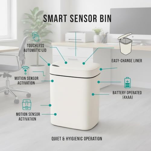 Image of Ozoy Automatic Touchless Motion Sensor Dustbin - 15 Litre Smart Sensor Trash Bin for Home, Office, Kitchen, Bathroom & Bedroom Soft Close & Open, ABS Body Compact Size (GREY)