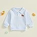 Toddler Baby Boy Easter Outfit Cute Bunny Embroidery Waffle Striped Long Sleeve Polo Shirt Button Up Pullover Top (Sky Blue, 2-3 Years)