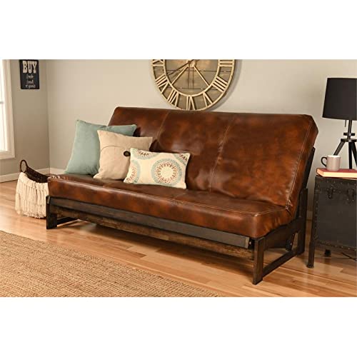 Kodiak Furniture Full-Size Futon Cover in Saddle Brown Faux Leather