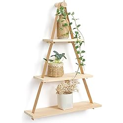 Estanteria Cuerdas Amazon SUMGAR Estantería de Pared de Estilo Bohemio Estante Flotantes 3 Niveles con Cuerdas Colgante de Madera Decorativa Pared Triángulo Diseño Baldas Pared Boho De Cuero Sintético Para Decoración Del Hogar