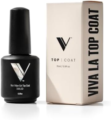 V Beauty Pure No Wipe Gel Top Coat - Long Lasting UV Top Coat Gel, 15ml