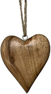 Wooden Love Heart Hanging Decoration - Sustainable Eco Friendly Mango Wood Handmade gifts for someone special on Valentines Day Birthday or as a friendship gift