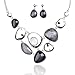 Tagoo Cute Grey Jewelry Set for Women and Girls Pendant Necklace Drop Earrings Resin Crystal Rhinestone Party&Wedding