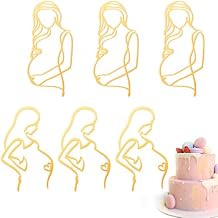 6Pcs Pregnant Women Cake Topper Pregnancy Announcement Cake Toppers Acrylic Gold Cake Decorations Pregnancy Reveal Lady Cake Decor for Women Mothers Birthday ake Decoration Party Supplies