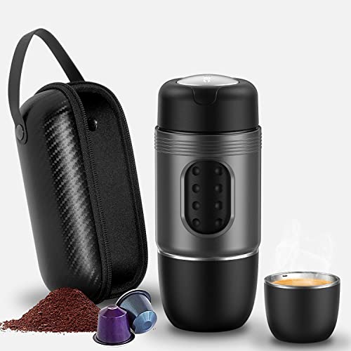 STARESSO Portable Espresso Machine MINI with Carrier Box – Manual Espresso Maker with Rich & Thick Crema, Compatible with Nespresso Pods & Ground Coffee, Suitable for Travel Outdoors Home and Office