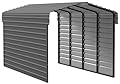 Arrow Carports Galvanized Steel Carport, with 2-Sided Enclosure, Compact Car Metal Carport Kit, 10' x 20' x 9', Charcoal