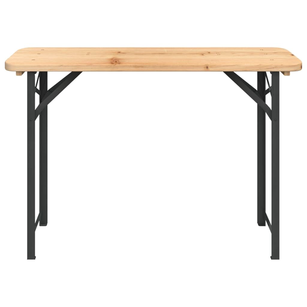 3-częściowy zestaw stołów piwnych, składany, lite drewno, jodła, 115,5 x 46 x 75 cm, wytrzymałe metalowe stelaże, meble ogrodowe na kemping, piknik, imprezy grillowe