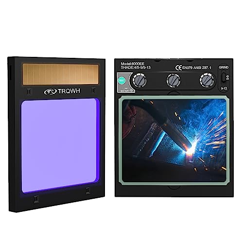 TRQWH Welding Lens Auto Darkening Welding Helmet Lens True Color Technology with 4 Arc Sensor Ajustable Shade Range 4/5-13 Automatic LCD Lens Dimming Shade Filter 4.49x5.24in Auto Welding Lens